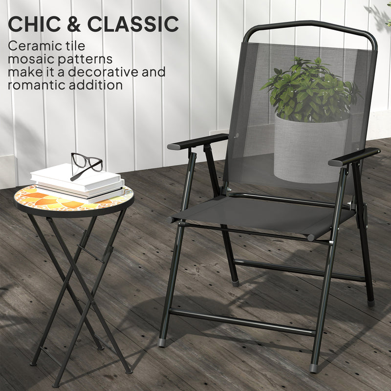 Mosaic folding garden side table yellow – image 4