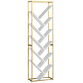 10 Shelf Modern-Style Bookshelf - Gold Tone/White