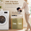 100 L brown two-section laundry basket – image 4