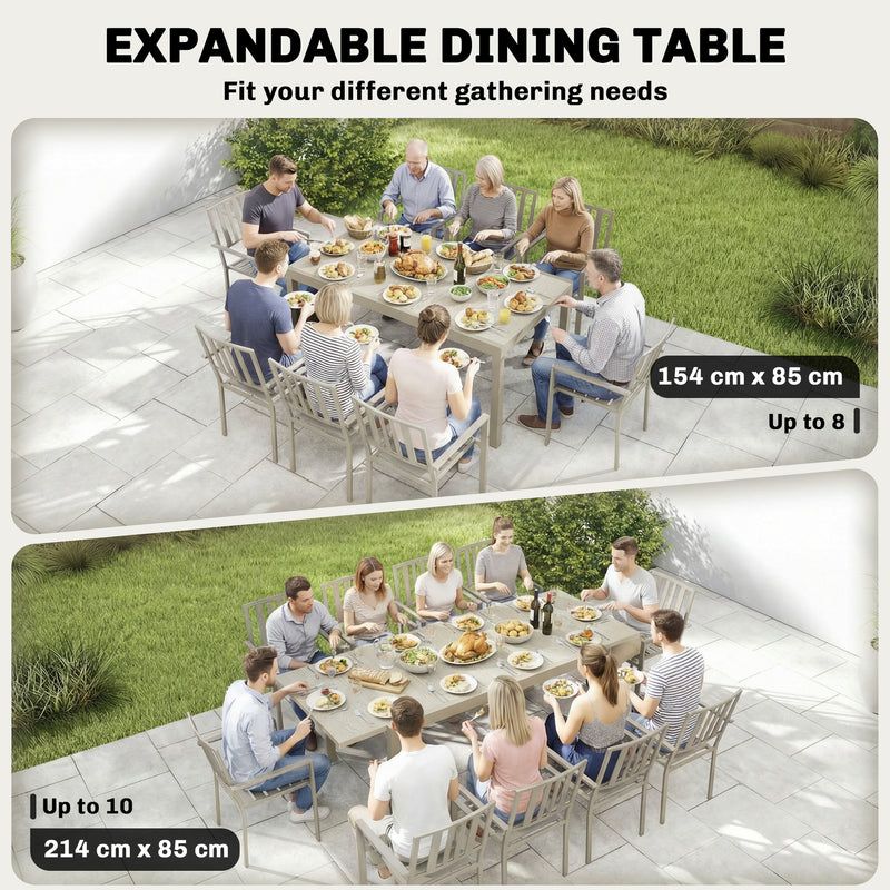 Extending garden dining table light grey wood effect – image 4