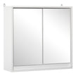 Compact white wall mirror cabinet with two mirrored doors