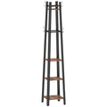 Industrial-Style Four Shelf Coat Stand - Brown/Black