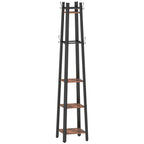 Industrial-Style Four Shelf Coat Stand - Brown/Black