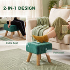 Velvet Square Padded Footstool - Dark Green