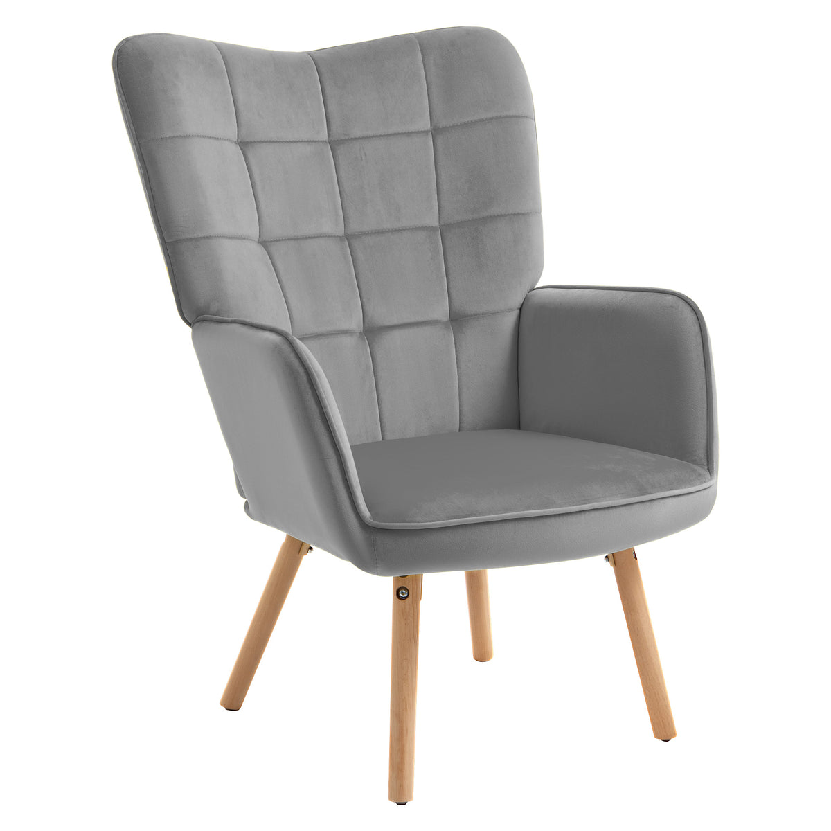 Velvet Tufted Wingback Accent Chair – Grey