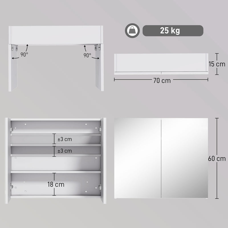 White double door mirror cabinet – image 3