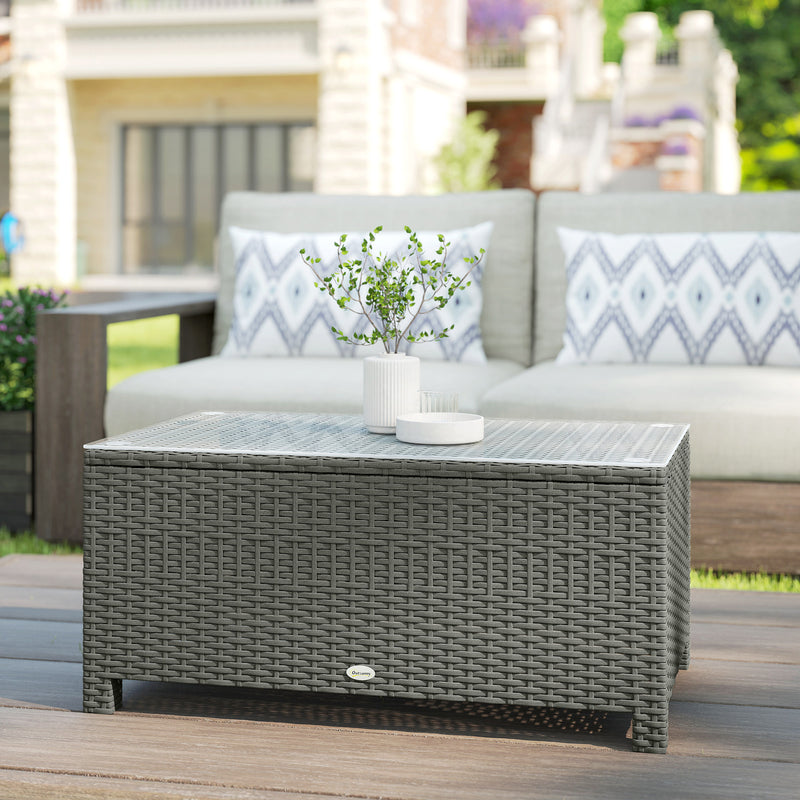 Rattan glass-top coffee table – image 9