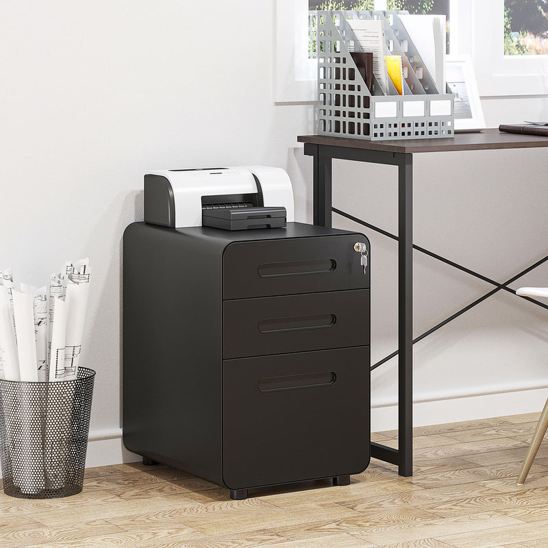 Lockable 3-drawer steel file cabinet – image 2