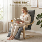 Modern Accent Chair, Leisure Lounge Chair Armchair with Footrest, Plush Cushion, Curved Legs and Arms, Grey
