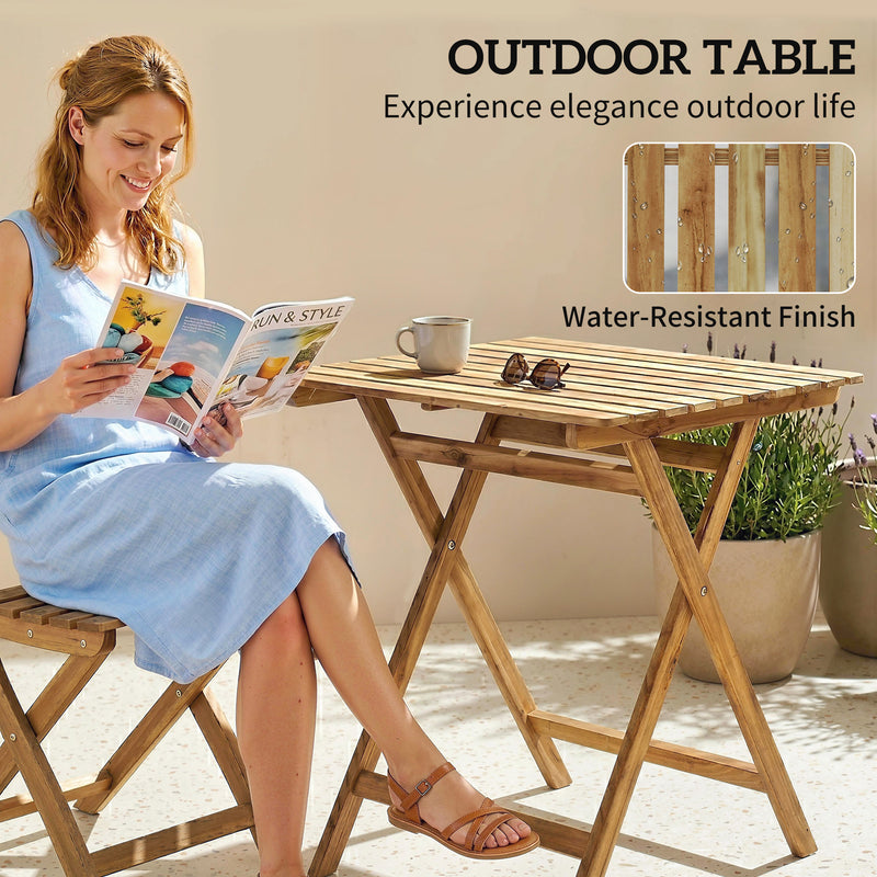 Folding acacia wood garden table – image 7