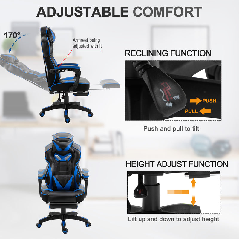 Racing gaming chair with footrest – image 4