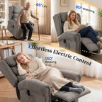 Velvet-Feel Electric Riser Recliner Chair, Power Lift Recliner Chair for Elderly with Remote Control, Dark Grey