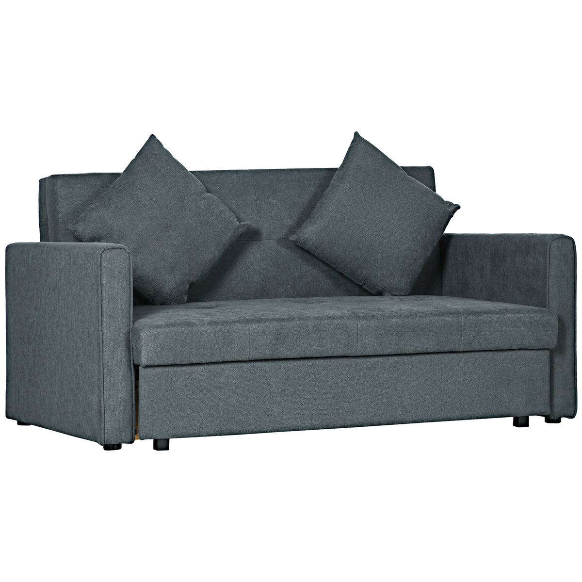 2-Seater Pull-Out Sofa Bed with Hidden Storage – Dark Grey