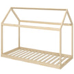 Natural pine Scandinavian house-shaped single bed frame with open roof frame