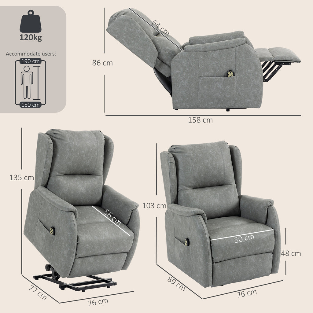 Power Lift Recliner Chair, Dual Motor Electric Lift Chair for Elderly with Remote Control, Grey
