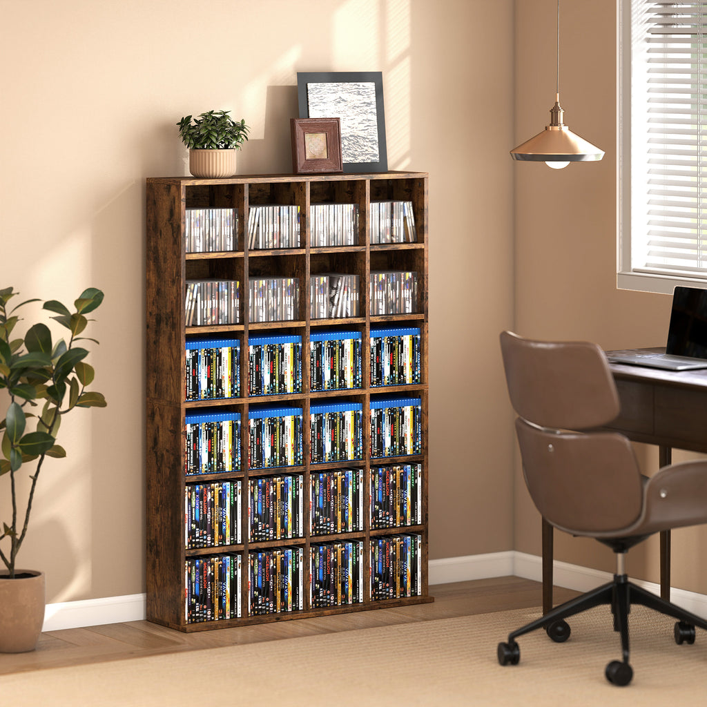 CD Storage Unit with Adjustable Shelves, 89 x 130.5 cm, Rustic Brown