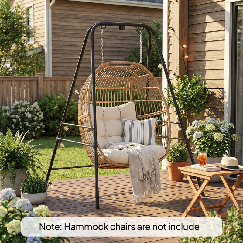 Outsunny Hammock Chair Stand Only, 150KG Load Capacity, for Indoor Outdoor, Black – view 10