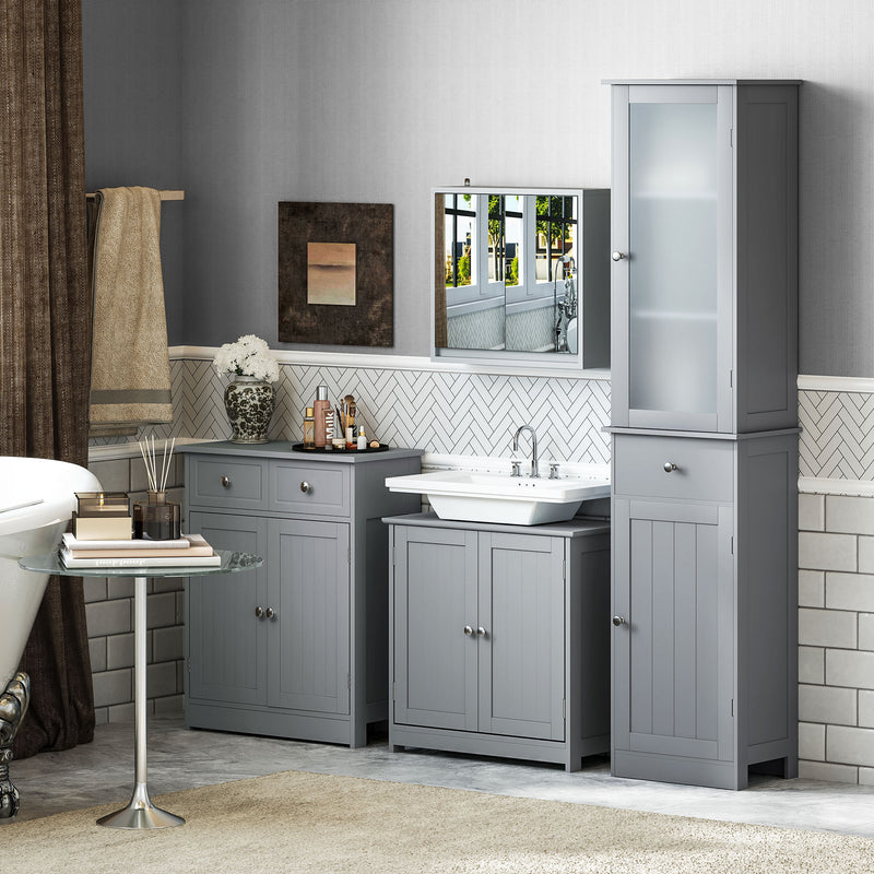 Tall slim grey bathroom cabinet – image 9