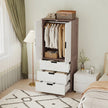 HOMCOM Modern Clothes Storage Cupboard Unit, 3 Drawer 2 Door Wardrobe with Hanging Rod, White/Brown – view 7