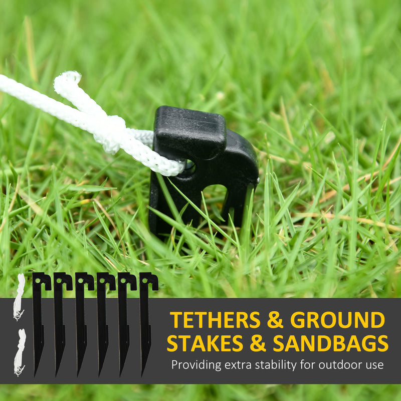Ground stakes and tether ropes for securing the inflatable