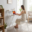 HOMCOM 70 cm Folding Computer Desk with Monitor Shelf - White – view 7