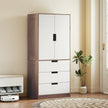 HOMCOM Modern Clothes Storage Cupboard Unit, 3 Drawer 2 Door Wardrobe with Hanging Rod, White/Brown – view 10