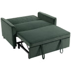 2 Seater Sofa Bed, 3-in-1 Convertible Pull Out Sleeper Sofa with Click-Clack Adjustable Backrest, Dark Green