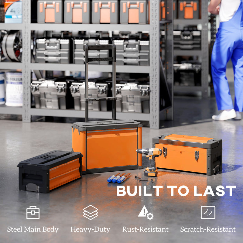 3-in-1 Stackable Rolling Tool Box System – Orange – image 7 of 9