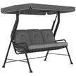Light grey 3-seater garden swing seat with steel frame, adjustable canopy and jacquard cushions