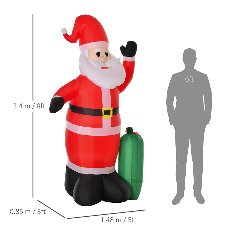 Size diagram of the 7.5ft Santa