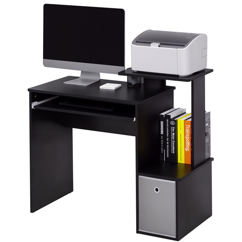 100 cm computer desk with side shelf in black – image 10