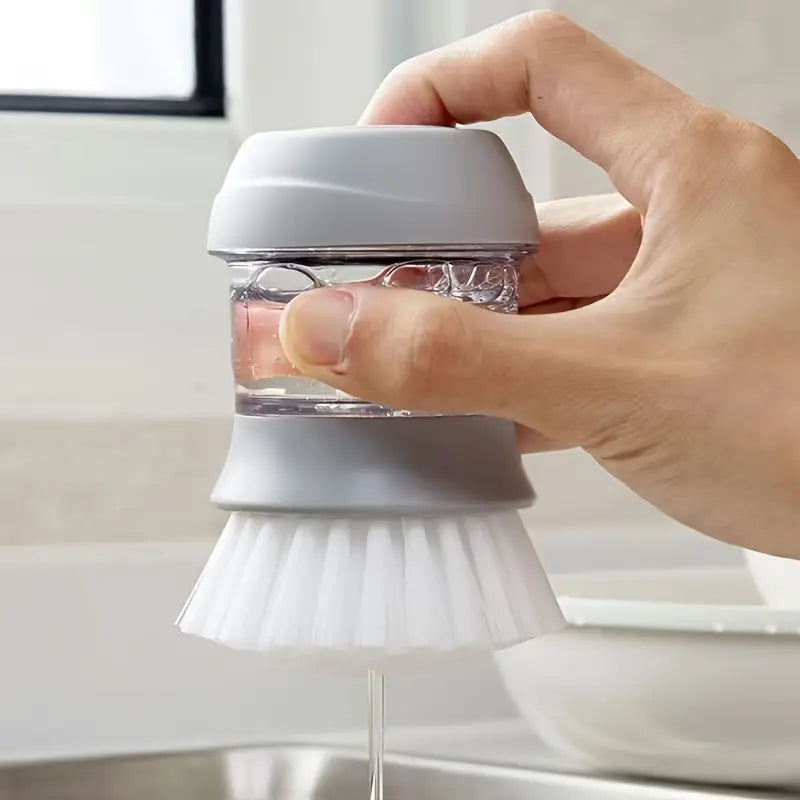 Press-On Kitchen Dish Cleaning Brush - Grey & Green