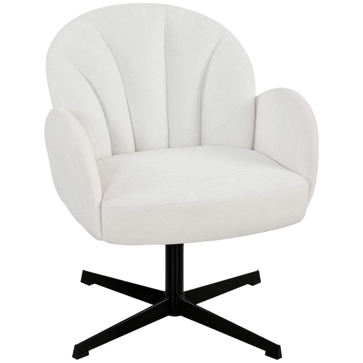 Velvet Shell Swivel Accent Chair – Cream