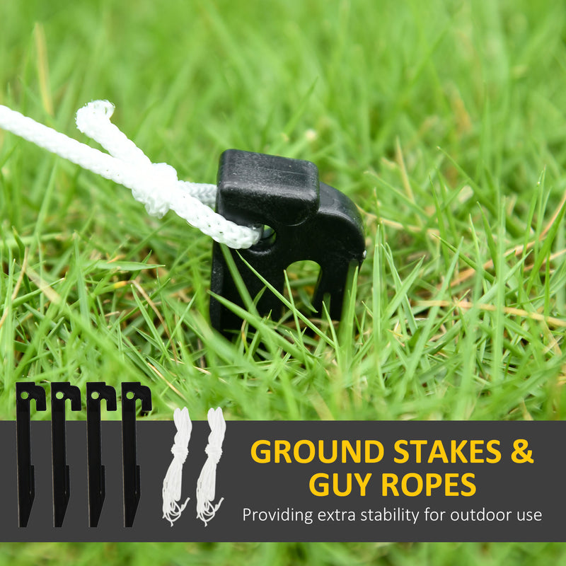 Ground stakes and tether ropes for securing the inflatable
