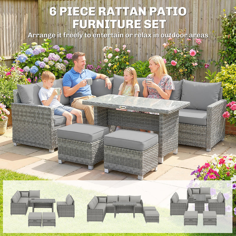 6-piece rattan corner sofa dining set – image 4
