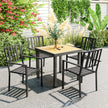 Outsunny Set of Four Minimal Metal Garden Chairs - Black – view 2