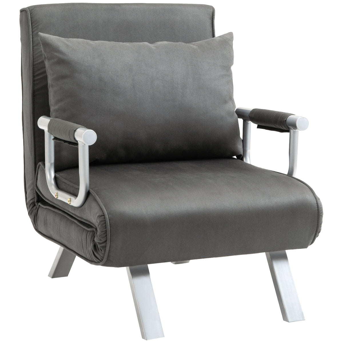 4-in-1 Faux Suede Chair Bed – Grey