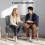 117cm Loveseat Sofa Upholstered Small 2 Seater Sofa with Thick Padded Seat and Rubber Wood Legs, Grey