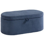 Storage Ottoman, Corduroy Upholstered Ottoman Storage Box with Padded Seat, 105 x 51 x 49 cm, Blue