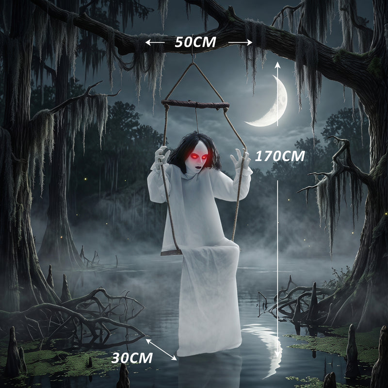 170cm Animated Hanging Swing Ghost with Glowing Eyes & Sound – image 3 of 9