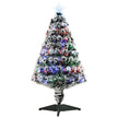 HOMCOM 3ft Artificial Prelit Christmas Tree, Snow Xmas Tree with Colourful LED Lighting Fiber Optics, Green White – view 10