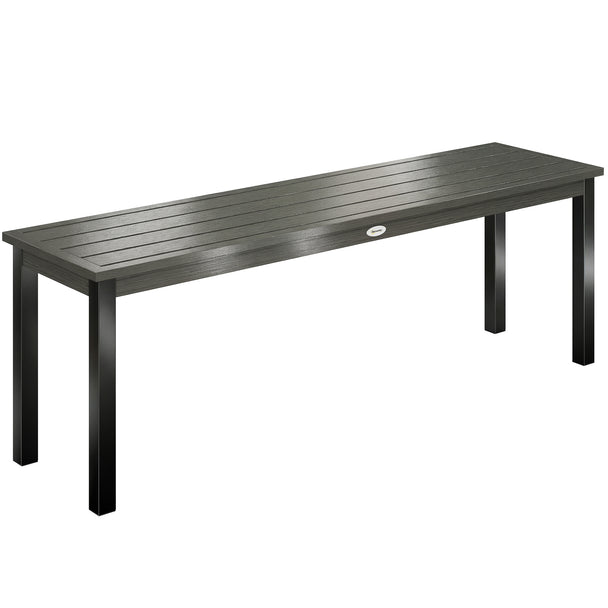 Outsunny 2 Seater Garden Bench, Outdoor Bench Loveseat with Wood-Effect Slatted Seat and Steel Frame for Patio, Park