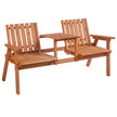 Natural fir wood 2-seater garden bench with built-in centre table and parasol hole