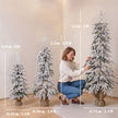Set of 3 pre-lit flocked pencil trees, PE tips – image 3