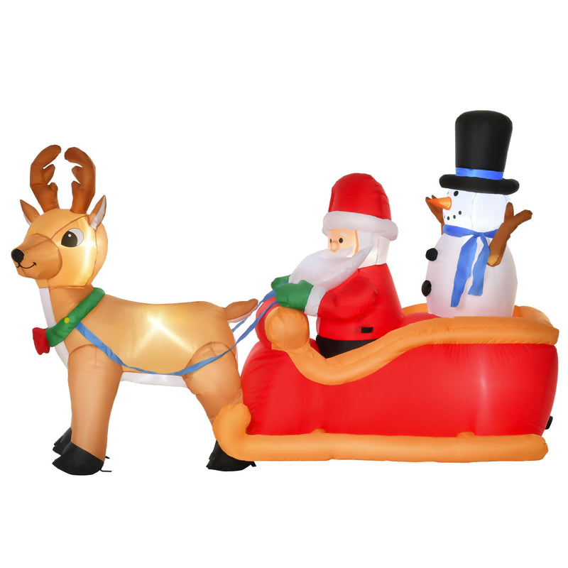 6.5ft Santa Sleigh and Reindeer Christmas Inflatable on a white background