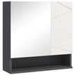 Two-tone grey wall-mounted bathroom mirror cabinet with open shelf
