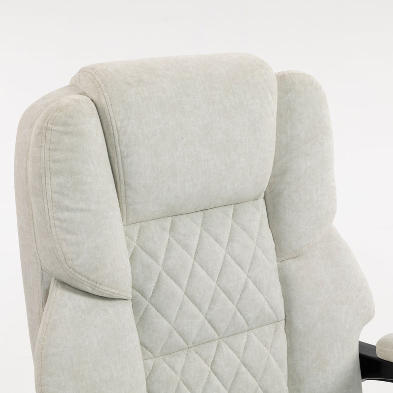 HOMCOM Office Chair with 6-point Vibration Massage and Heat, Fabric Desk Chair with Footrest, High Back, Cream White – view 10