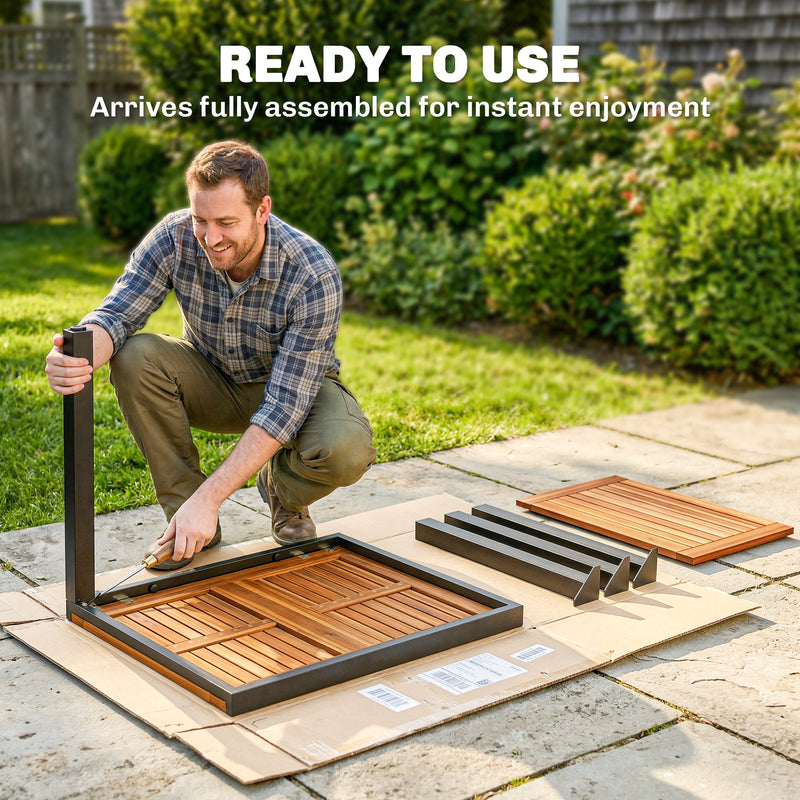 Extending acacia wood garden dining table – image 6