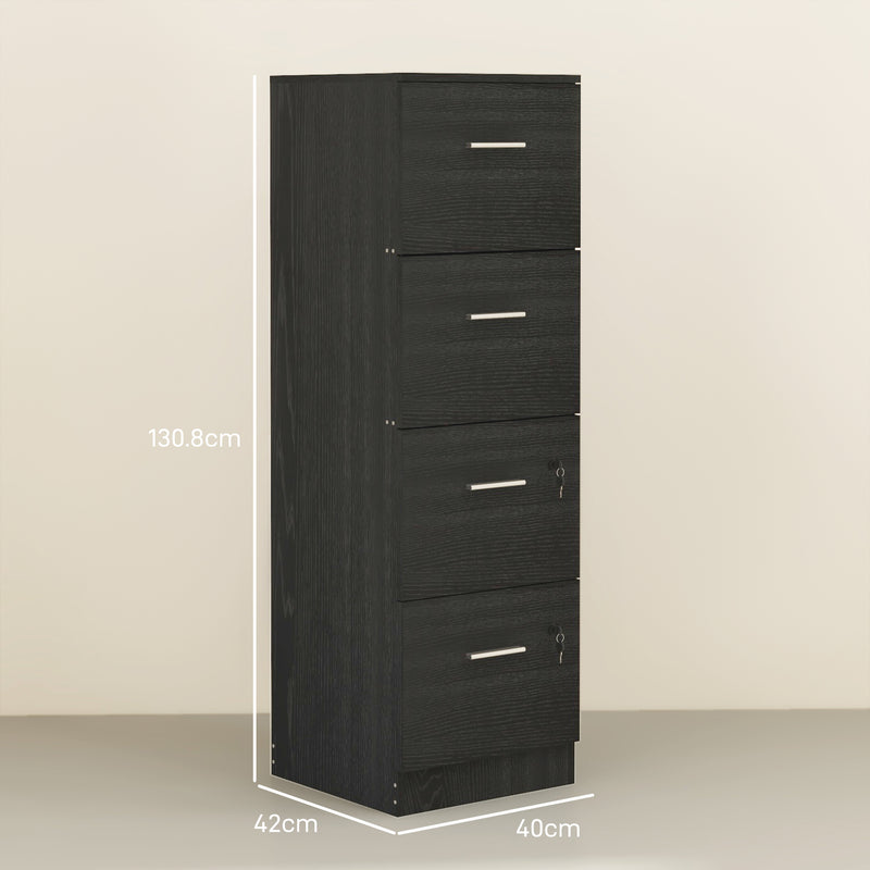 Black 4-drawer lockable filing cabinet – image 3