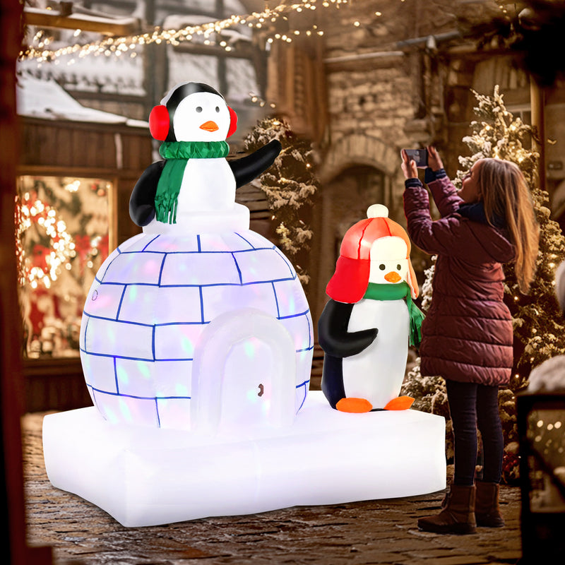 Close-up of a decorative detail on the 5ft penguins and igloo Christmas inflatable